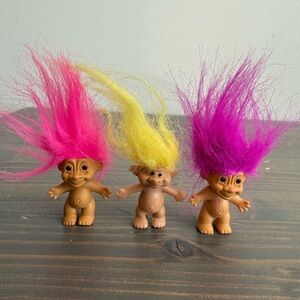 3 x small vintage Trolls